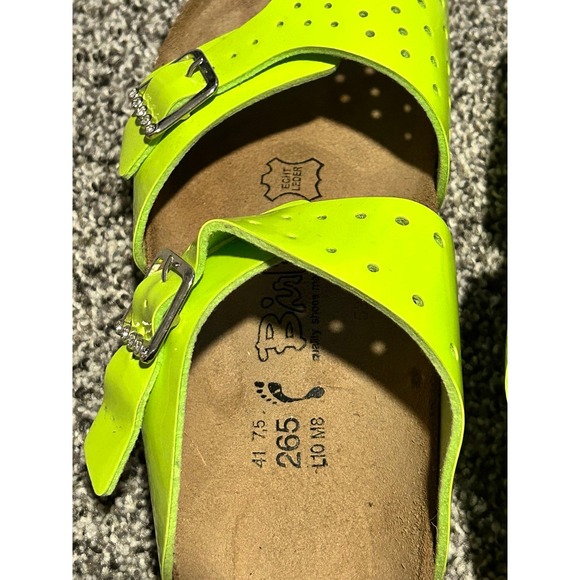Birki's by Birkenstock lime green sandals bling shoes 41 10.5 ladies 10 11 - Picture 5 of 5